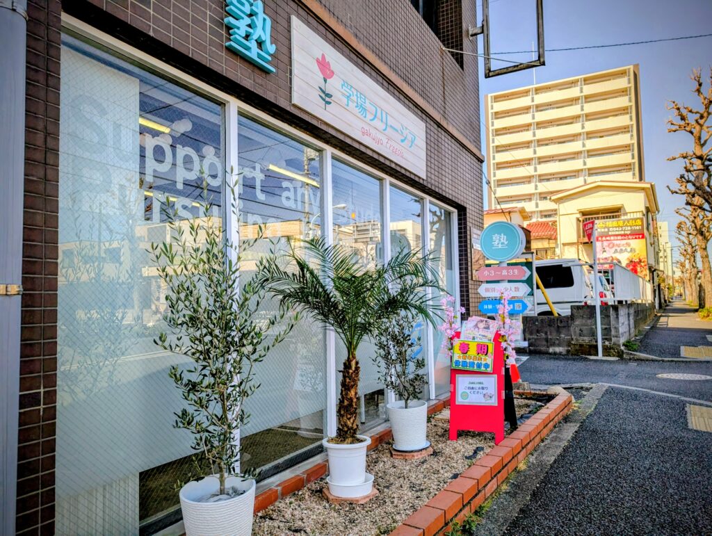 オリーブとヤシの木を外に