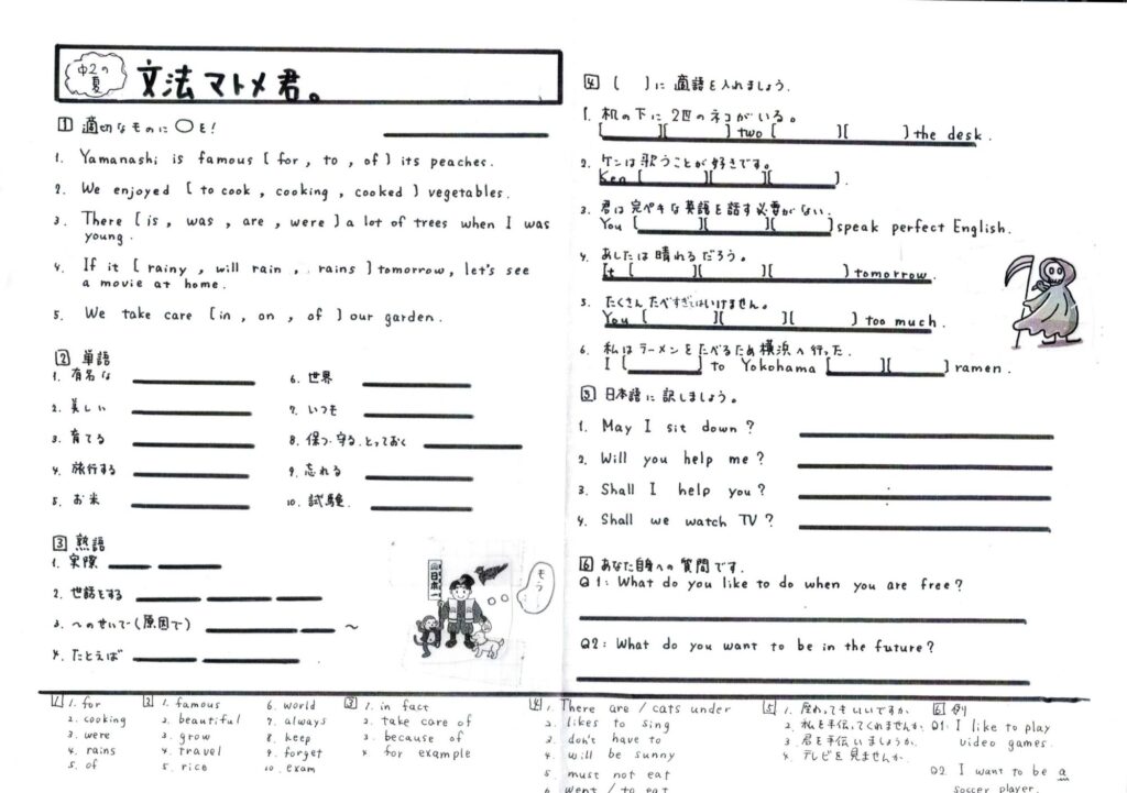 文法まとめるテスト